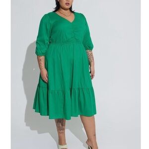 Torrid - Midi Poplin Tiered Dress